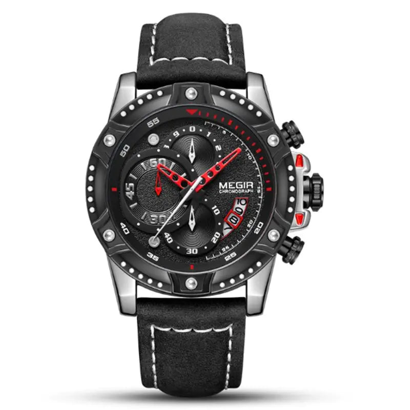 Leather Sports Quartz Chronograph Watch