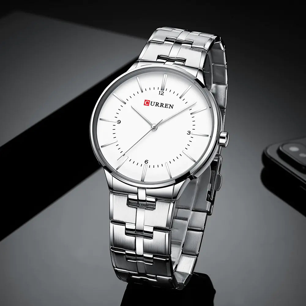 Stylish Men's Quartz Watch with Steel Band